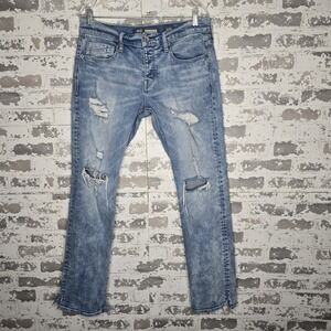 BKE Buckle Jeans Mens 32x32 Carter Slim Fit Straight Leg Distressed Button Fly